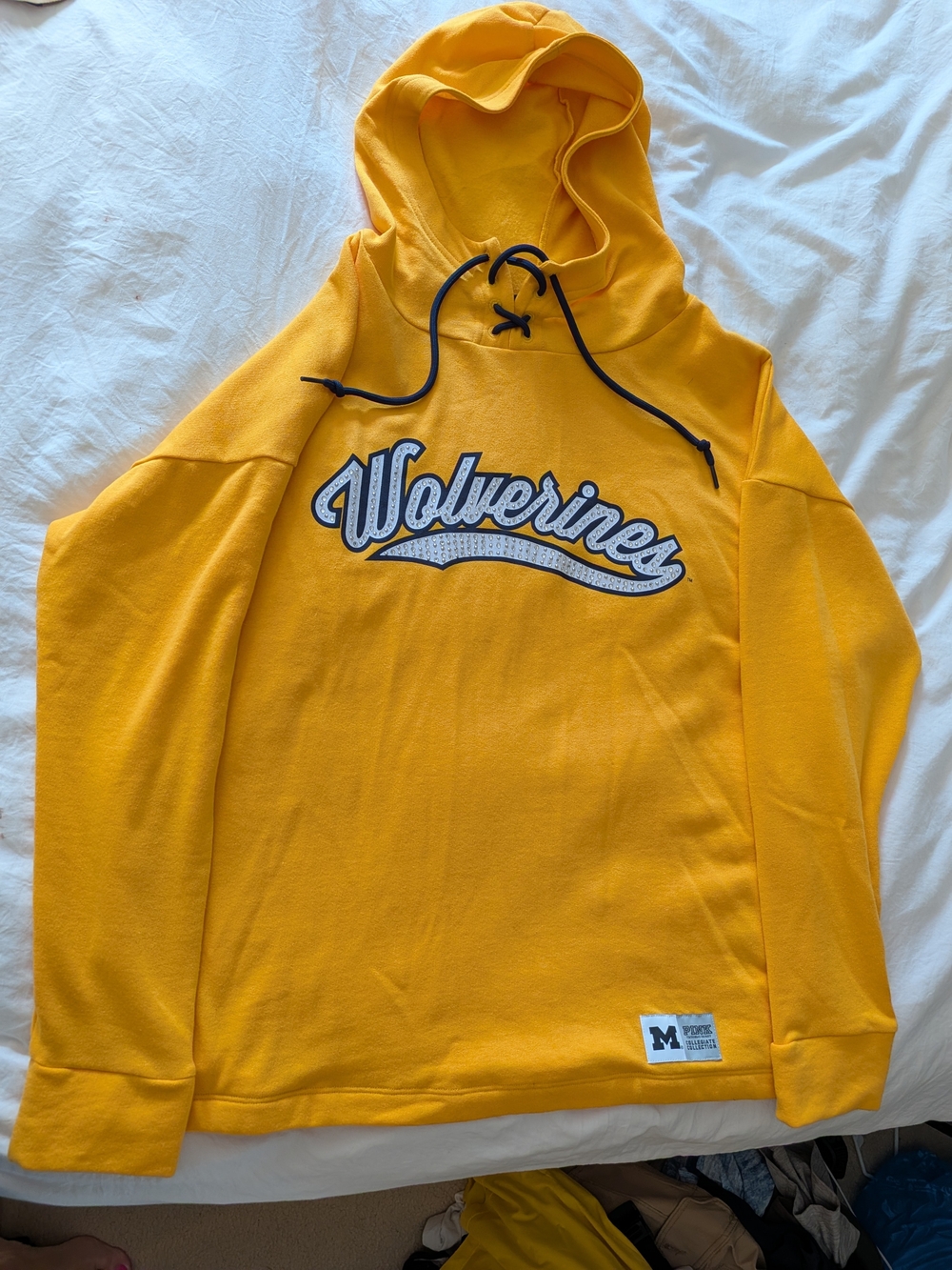PINK Victoria's Secret Yellow 'Wolverines' Pullover Hoodie